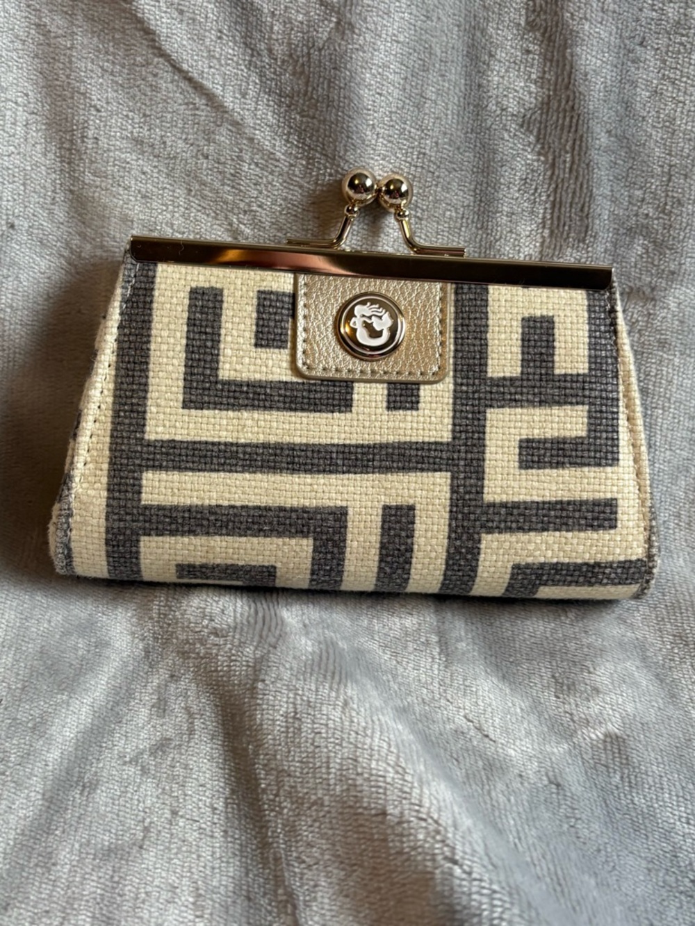 Spartina 449 De Renne Kiss-lock Linen & Leather Coin Pouch